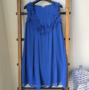 Ted Baker Women's Cobalt Blue Mini Dress With Floral Trim Collar